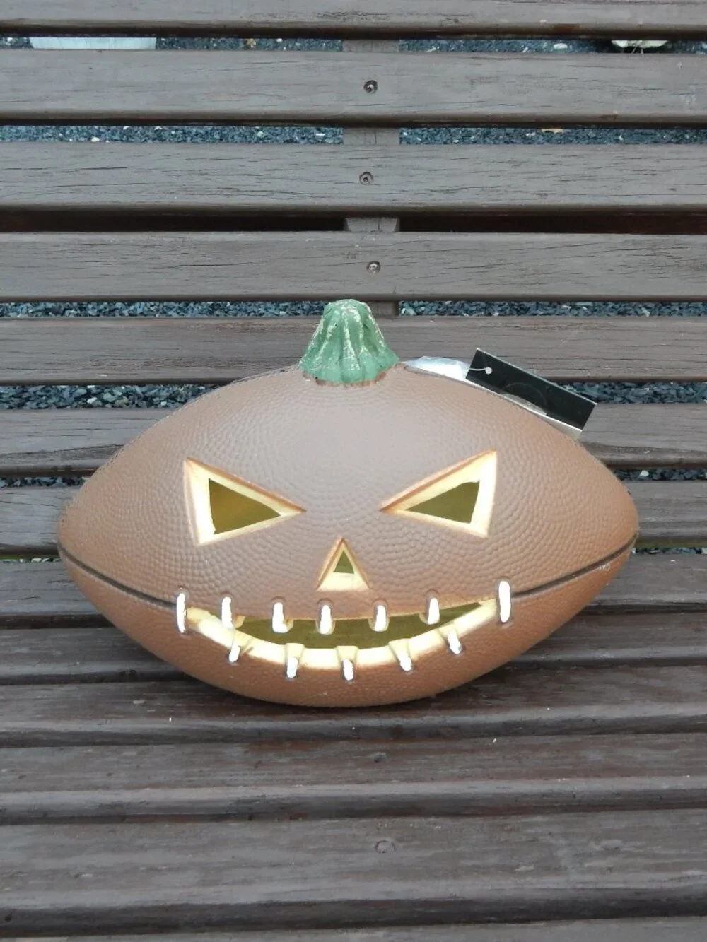 Gimmy Light Up Football Shape Jack-o-lantern Pumpkin Halloween Decor